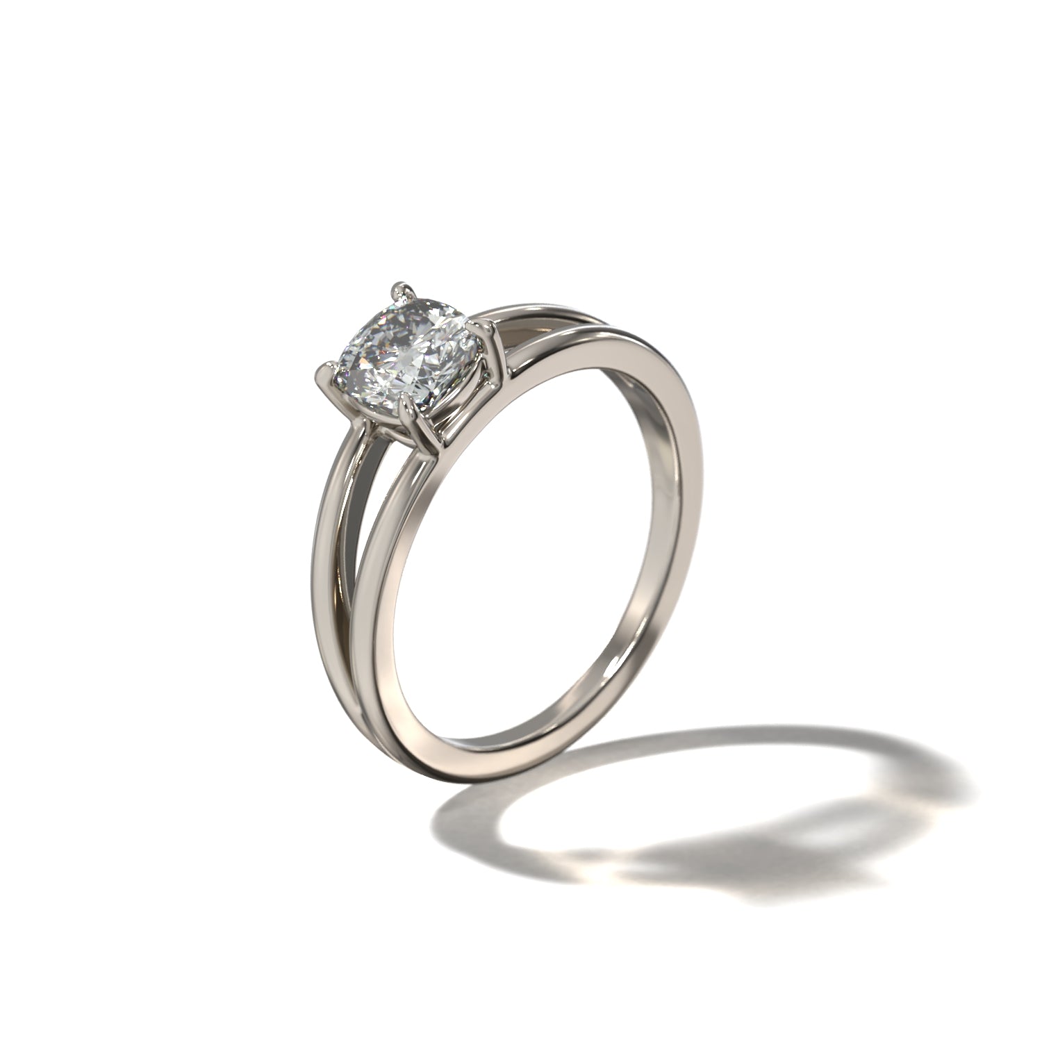 SPLIT SHANK CUSHION SOLITAIRE