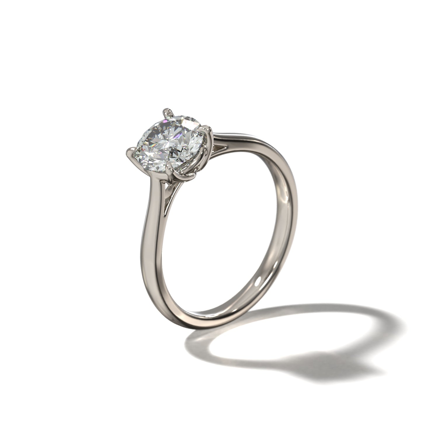 ROUND TULIP CATHEDRAL FOUR PRONG SOLITAIRE