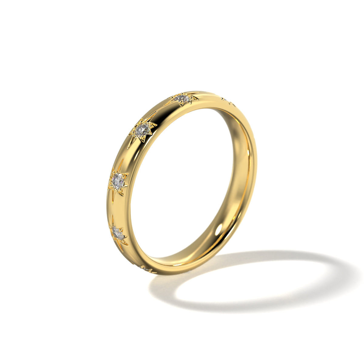 HER STAR SET WEDDING BAND - 3.3MM