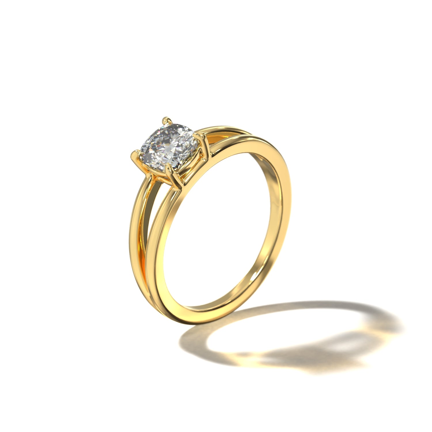 SPLIT SHANK CUSHION SOLITAIRE