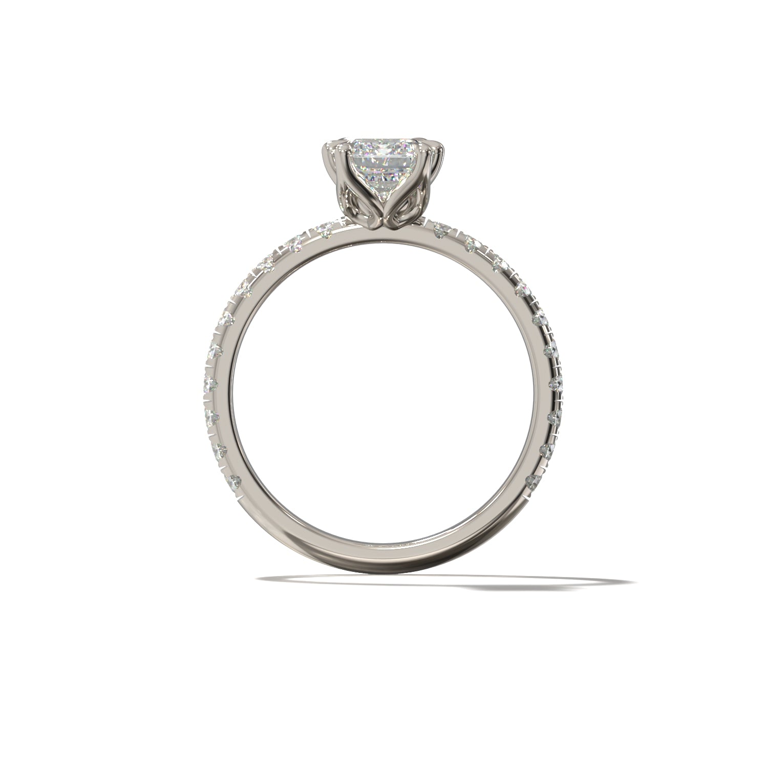 Emerald Tulip Pavé | Forlovelsesring med lab grown diamanter | Skarv