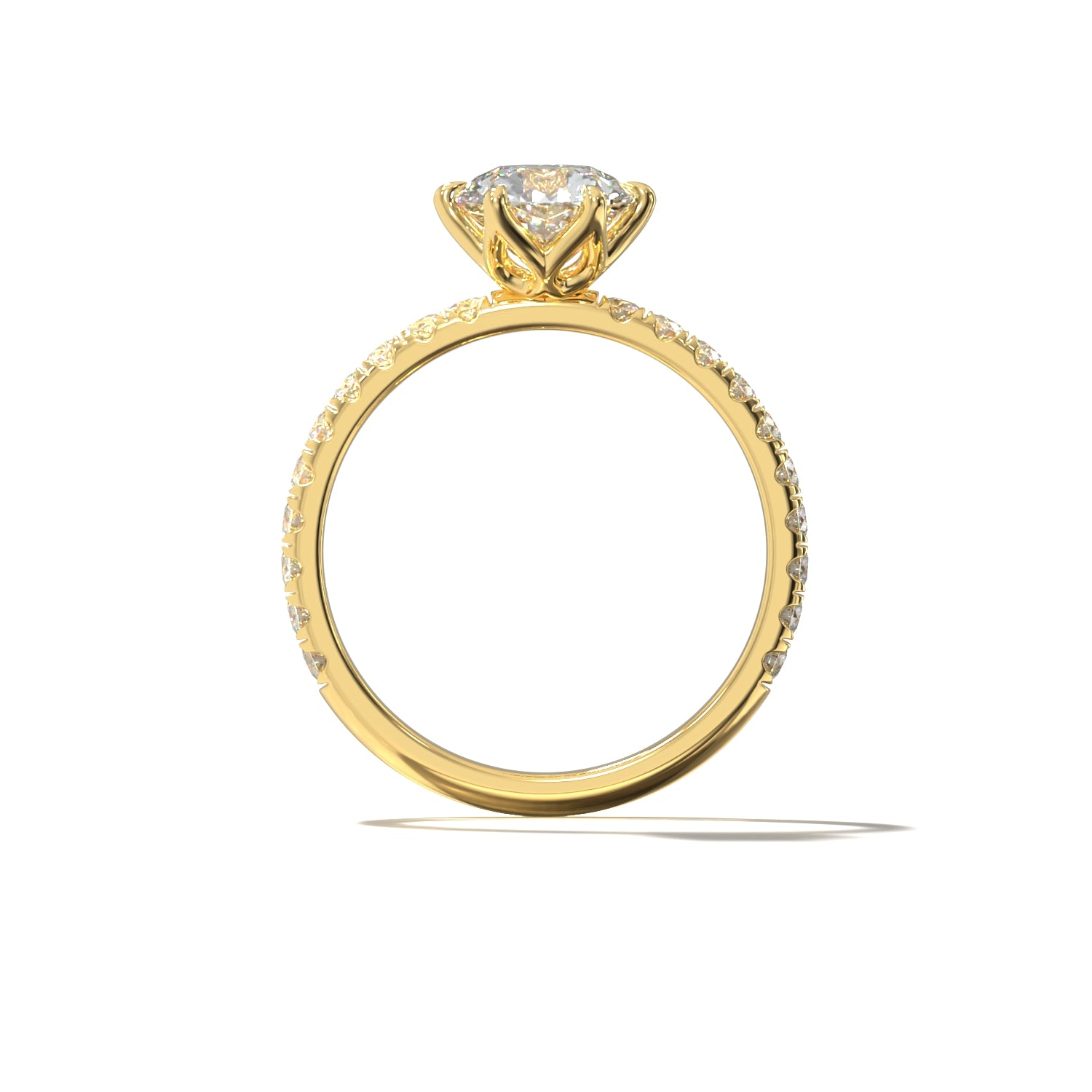 Round Tulip Pavé | Forlovelsesring med lab grown diamanter | Skarv