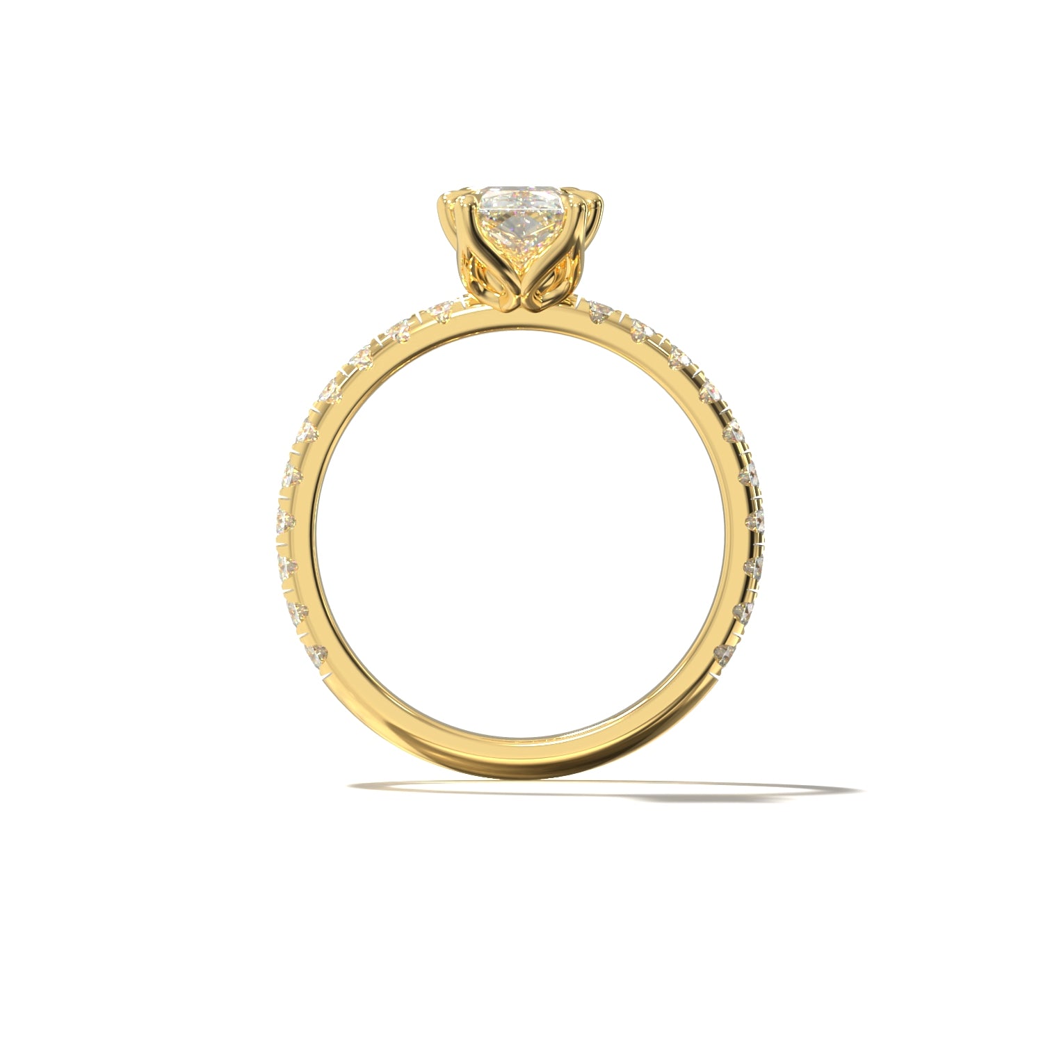 Radiant Tulip Pavé | Forlovelsesring med lab grown diamanter | Skarv