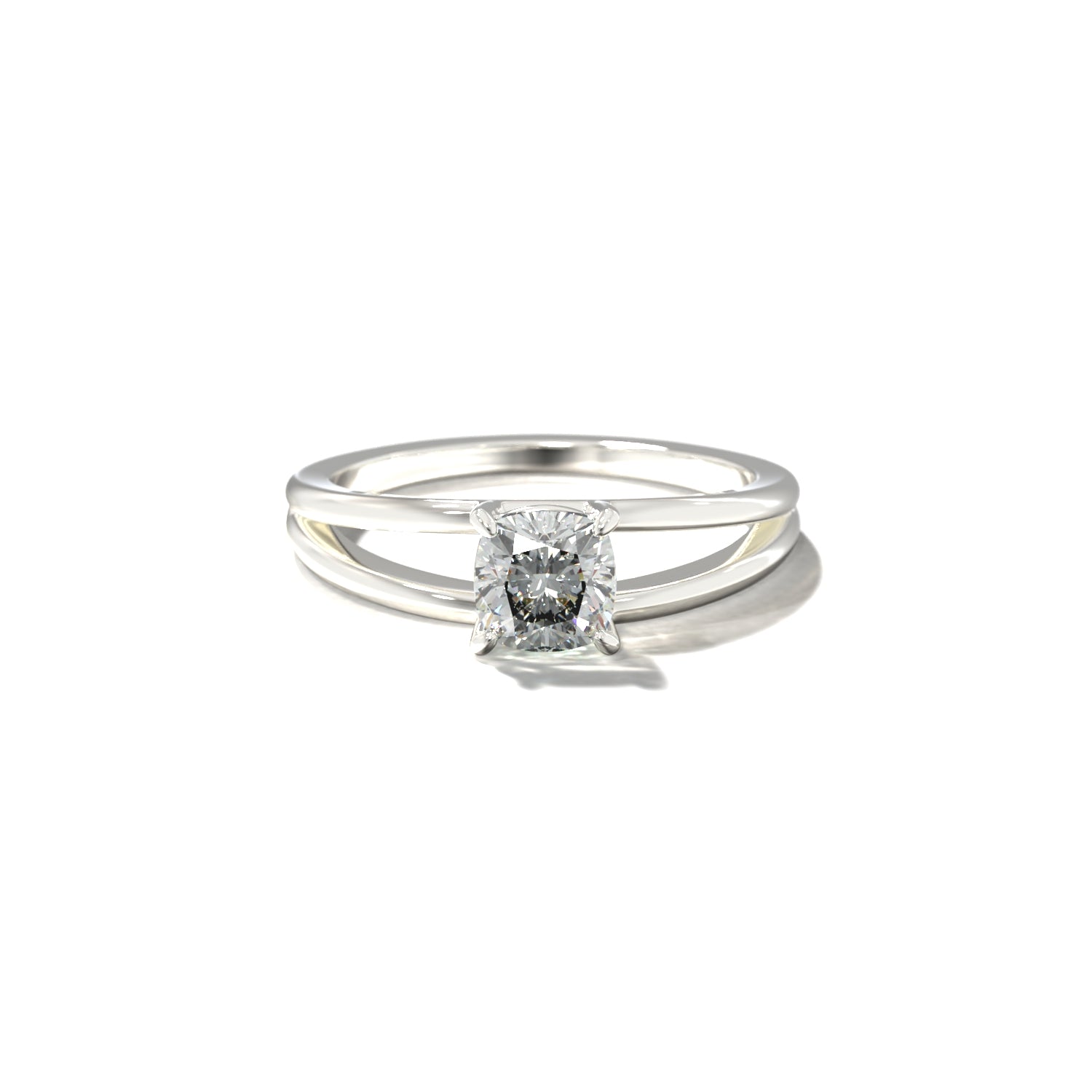 SPLIT SHANK CUSHION SOLITAIRE