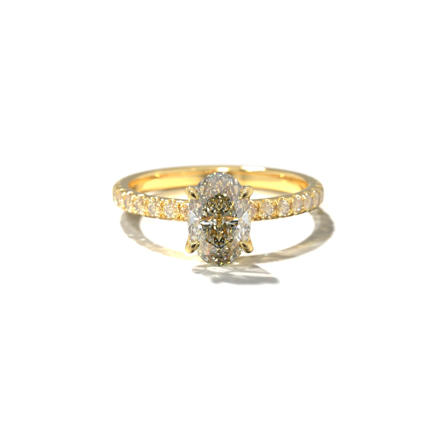 Oval Tulip Pavé | Forlovelsesring med lab grown diamanter | Skarv