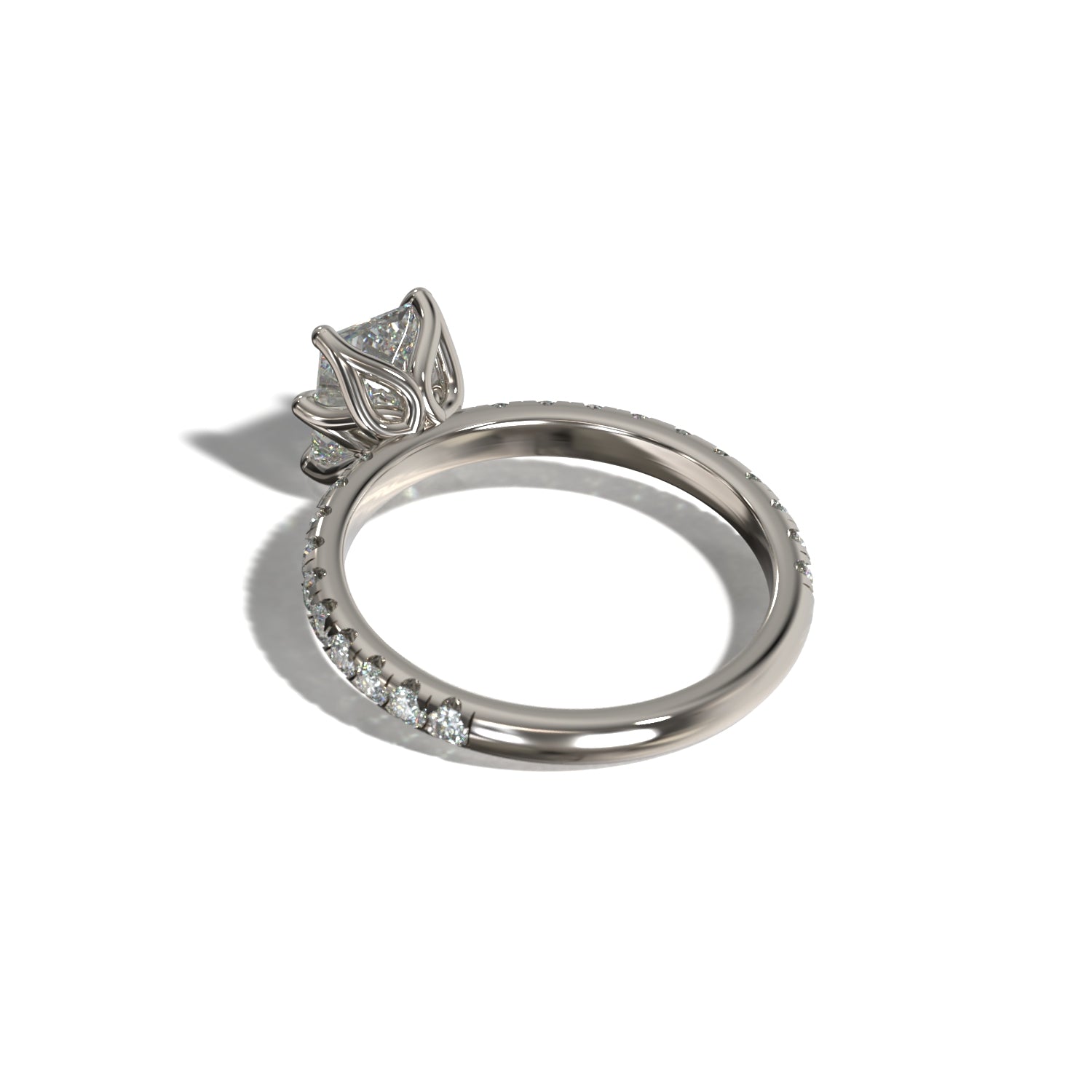 Radiant Tulip Pavé | Forlovelsesring med lab grown diamanter | Skarv