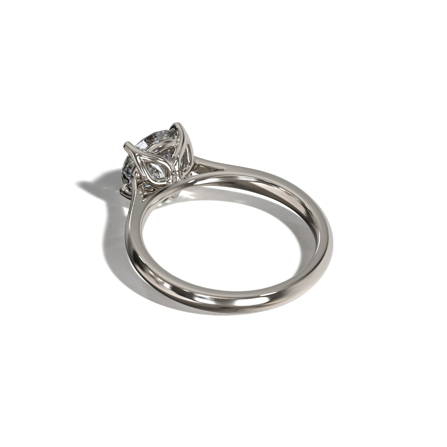 ROUND TULIP CATHEDRAL FOUR PRONG SOLITAIRE