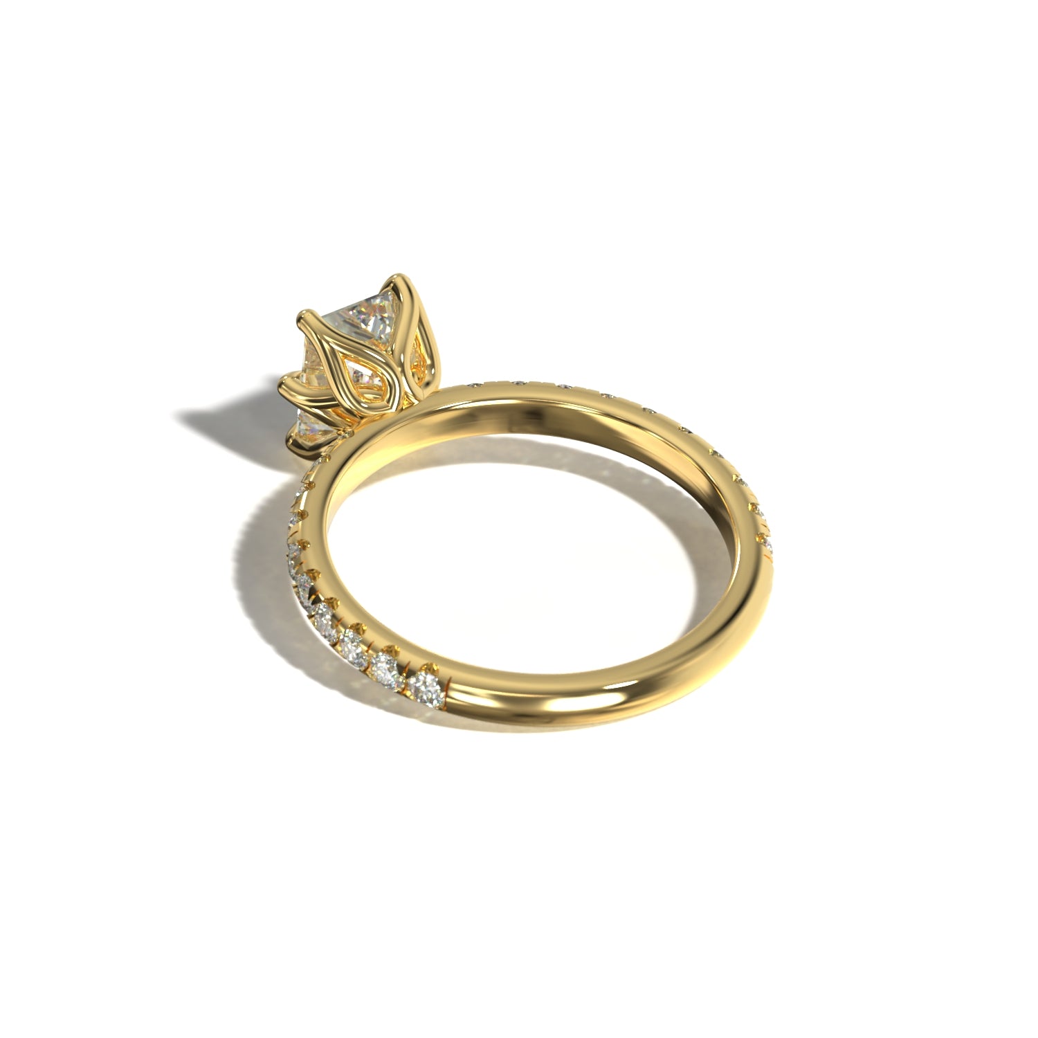 Emerald Tulip Pavé | Forlovelsesring med lab grown diamanter | Skarv