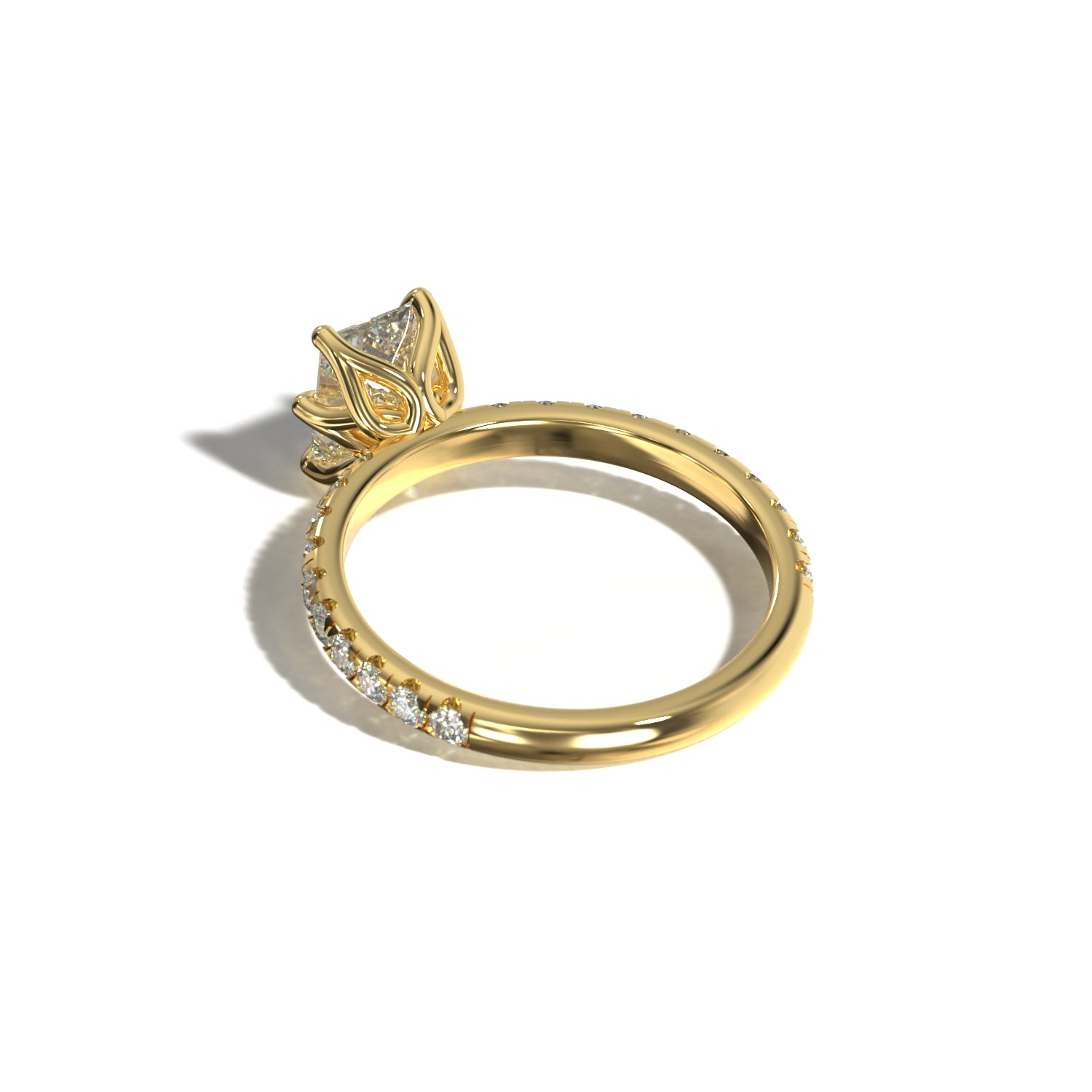 Radiant Tulip Pavé | Forlovelsesring med lab grown diamanter | Skarv