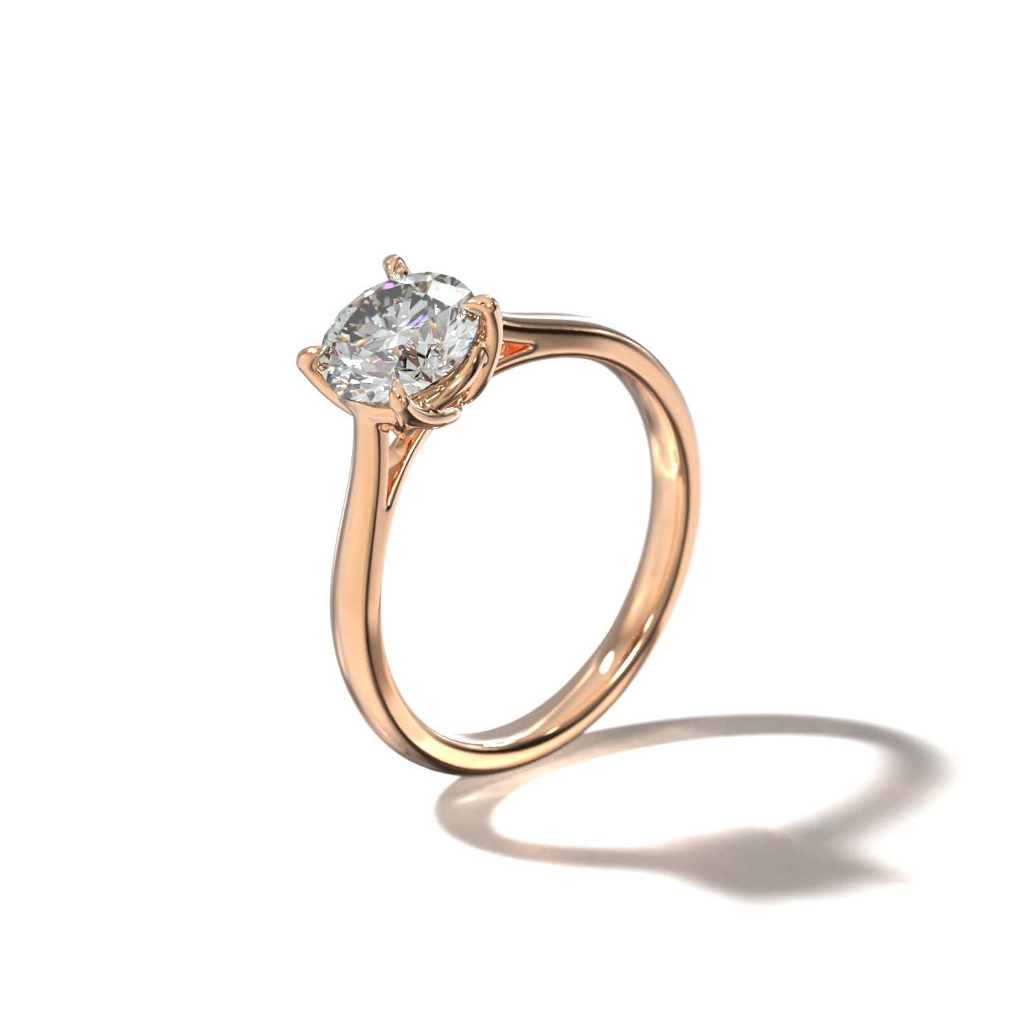 ROUND TULIP CATHEDRAL FOUR PRONG SOLITAIRE