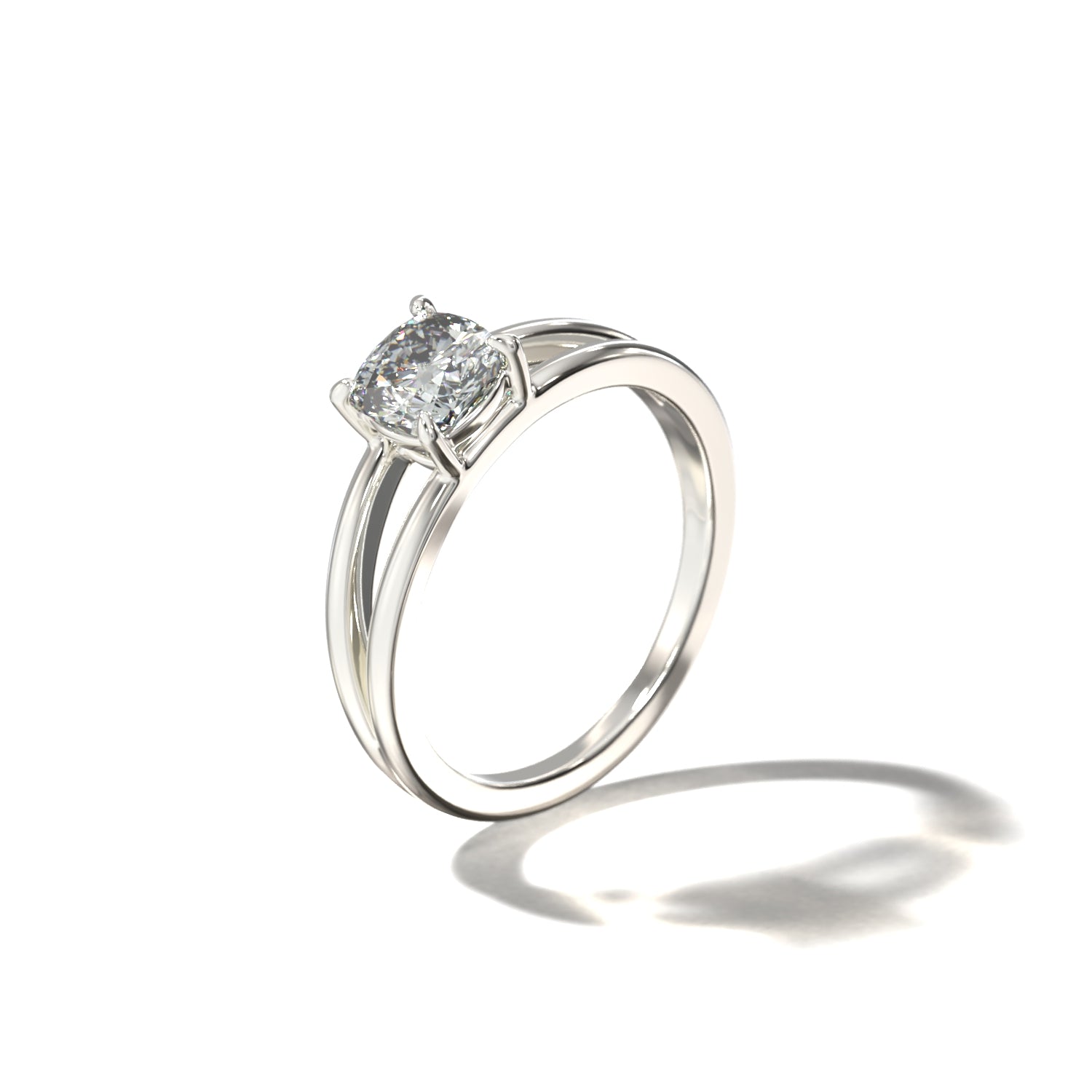 SPLIT SHANK CUSHION SOLITAIRE