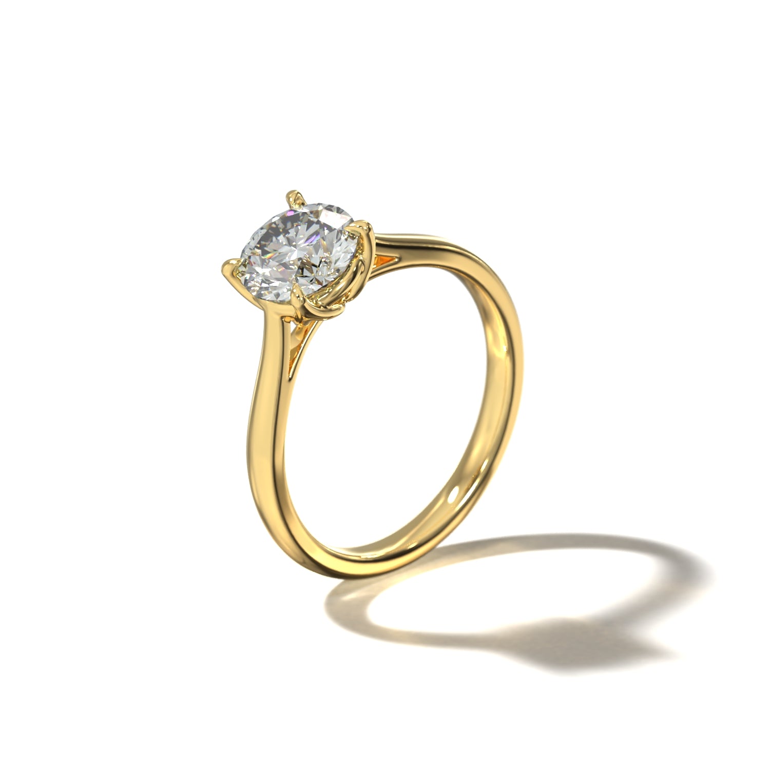 ROUND TULIP CATHEDRAL FOUR PRONG SOLITAIRE