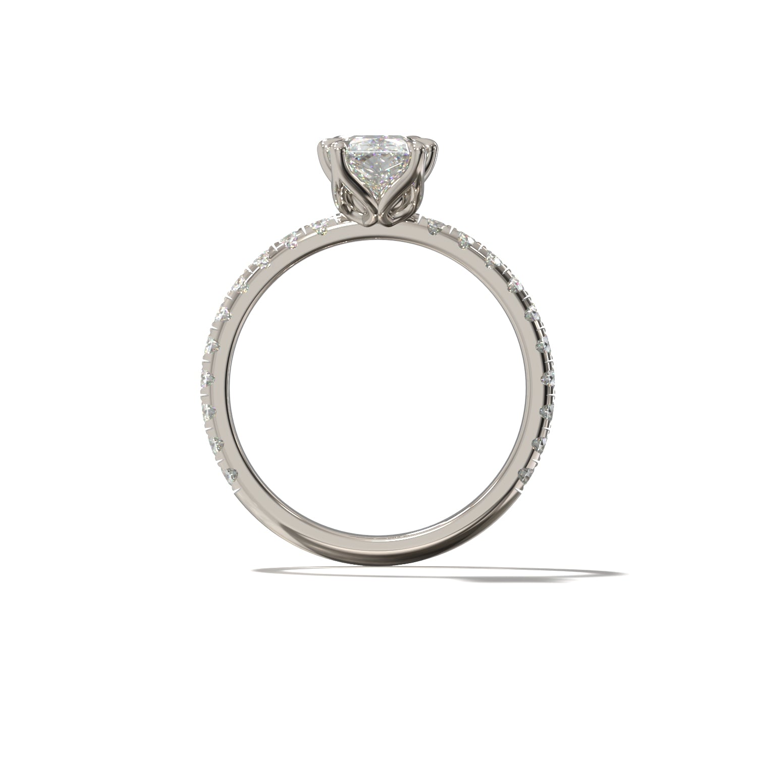 Radiant Tulip Pavé | Forlovelsesring med lab grown diamanter | Skarv