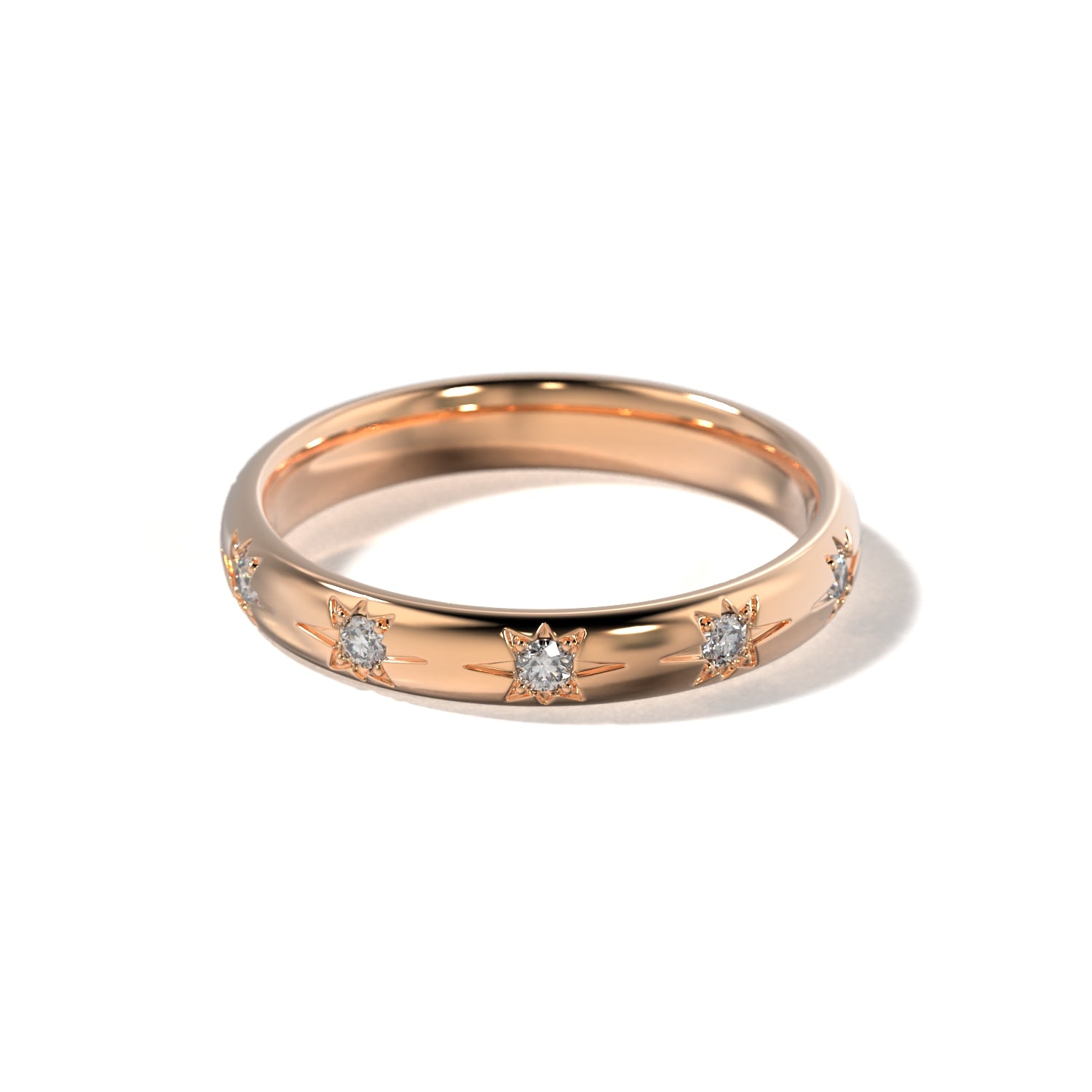 HER STAR SET WEDDING BAND - 3.3MM