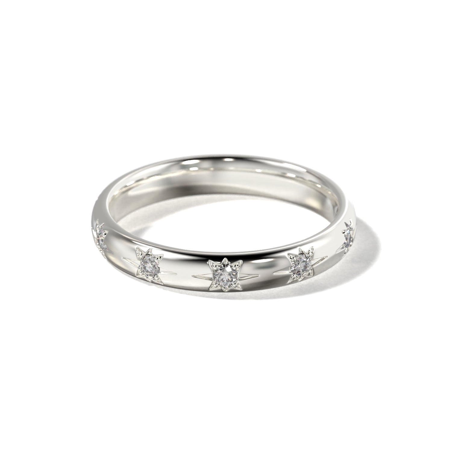 HER STAR SET WEDDING BAND - 3.3MM