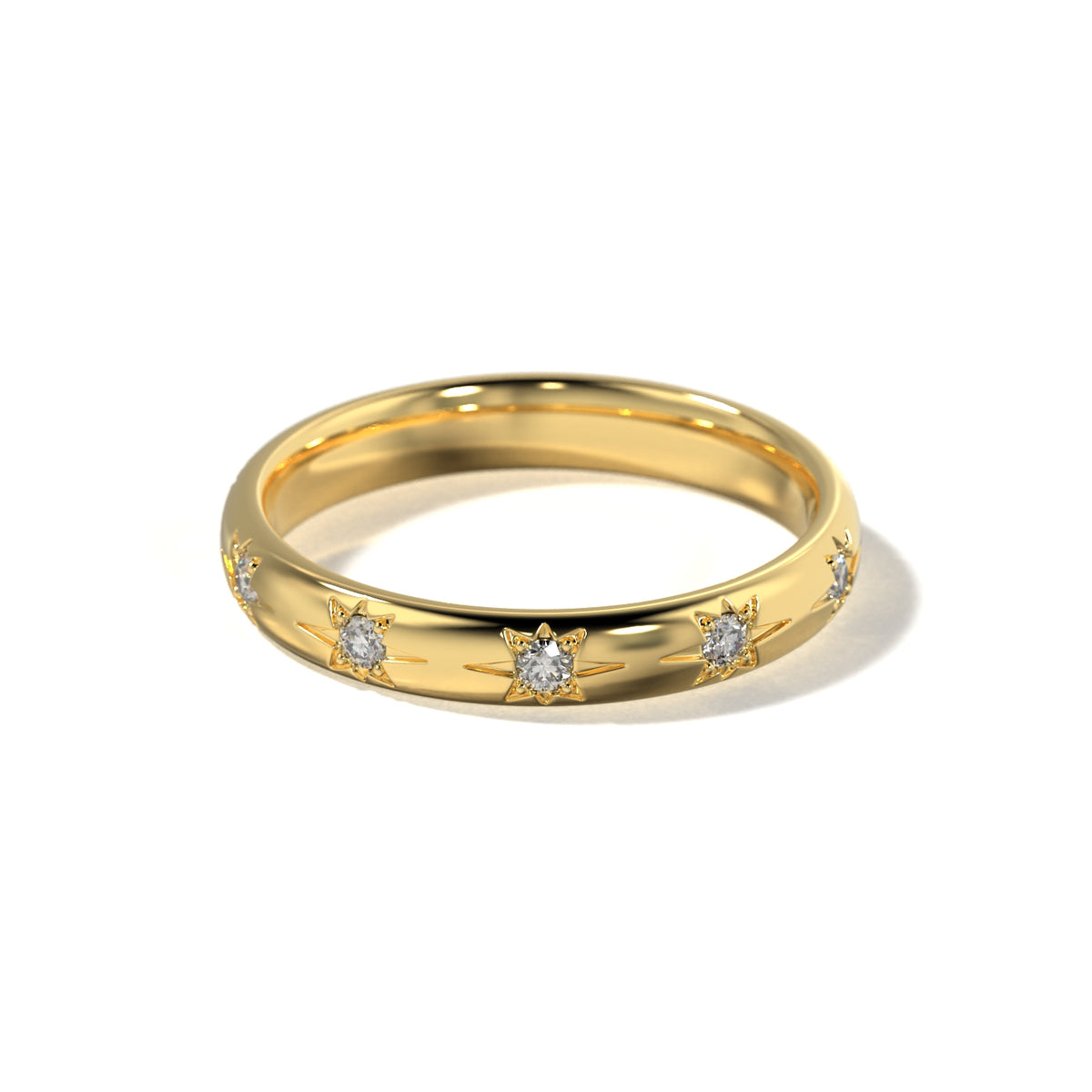 HER STAR SET WEDDING BAND - 3.3MM