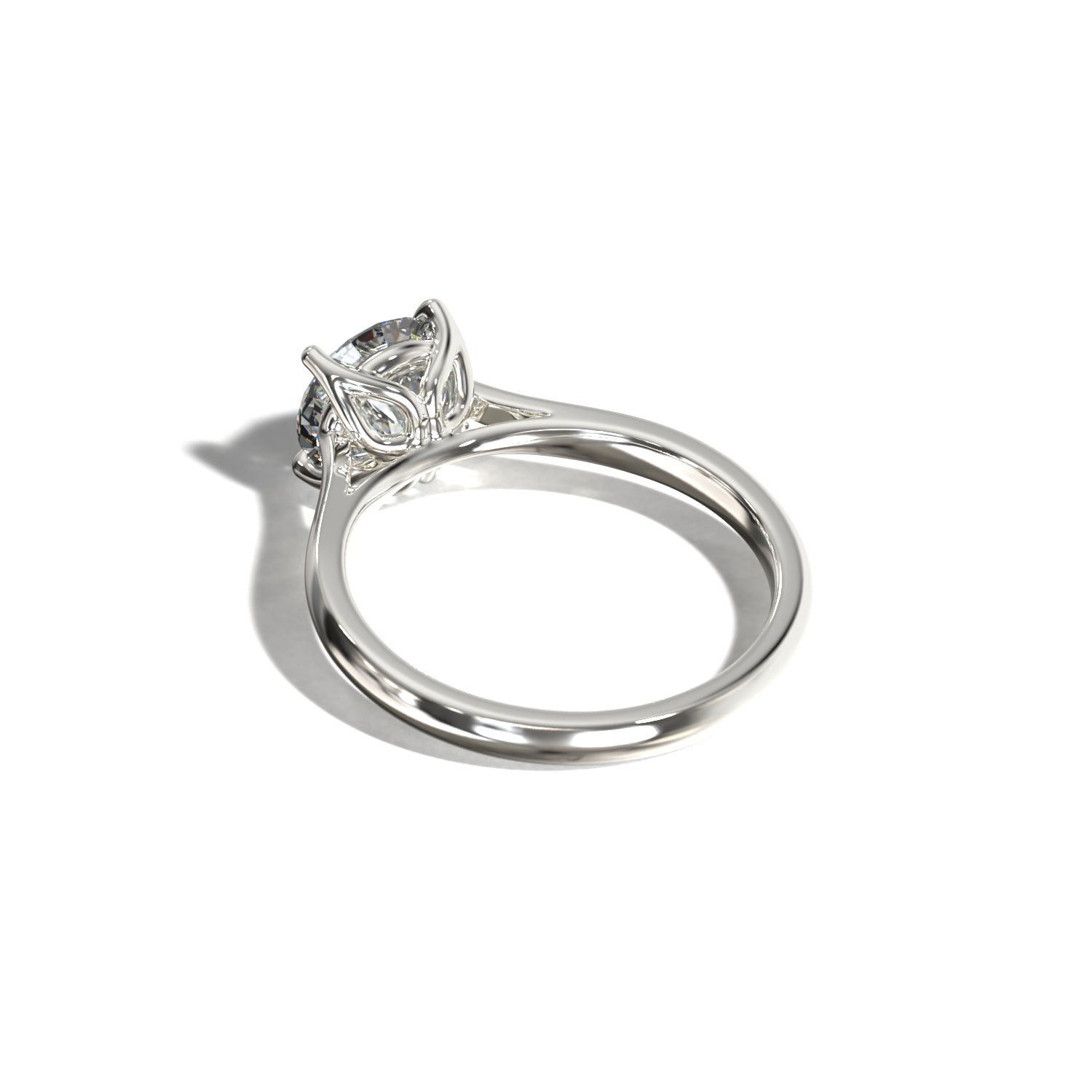 ROUND TULIP CATHEDRAL FOUR PRONG SOLITAIRE